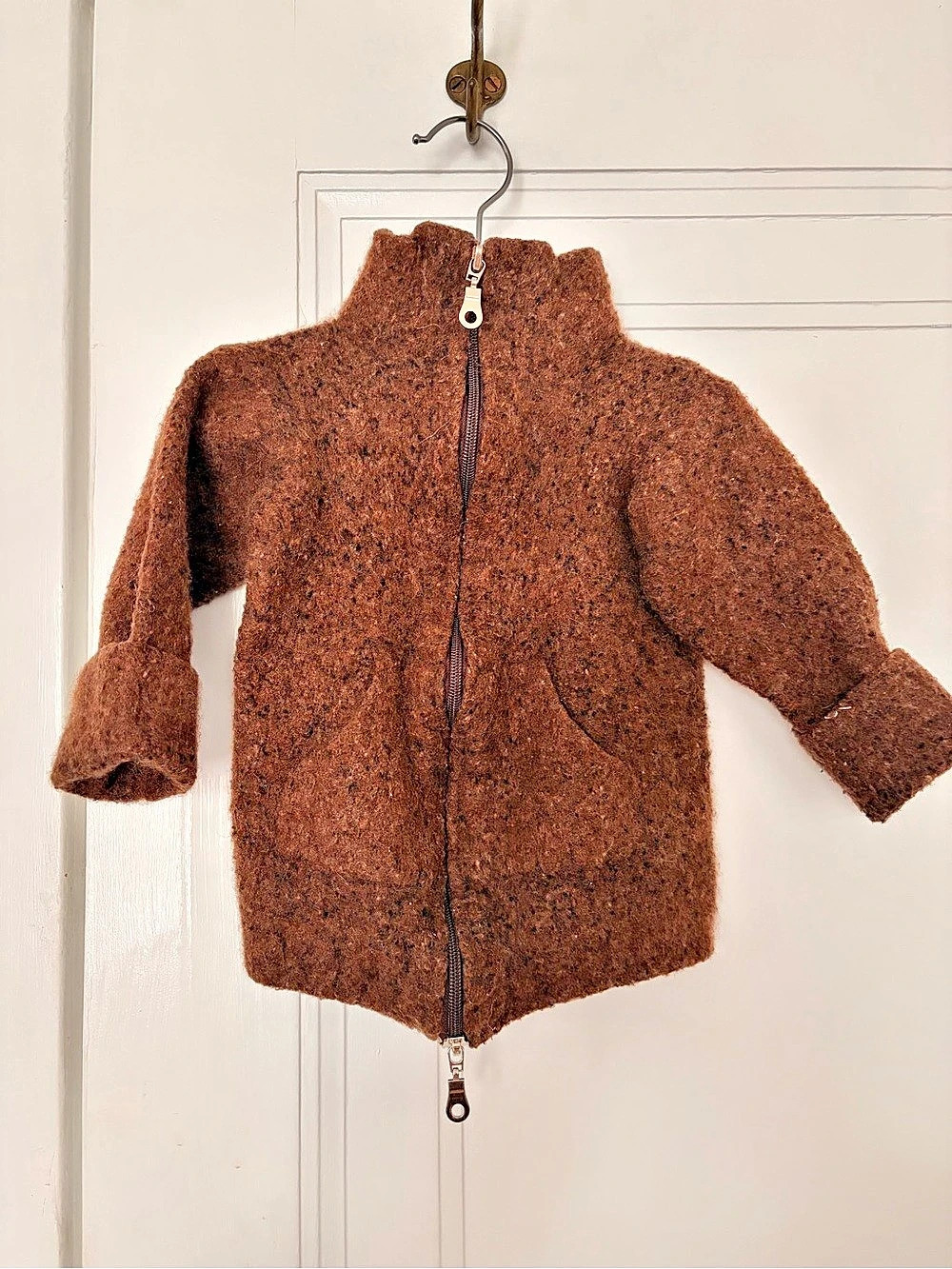 Vintage Barnum Italy Infants Wool Brown Zip Jacket